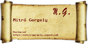 Mitró Gergely névjegykártya